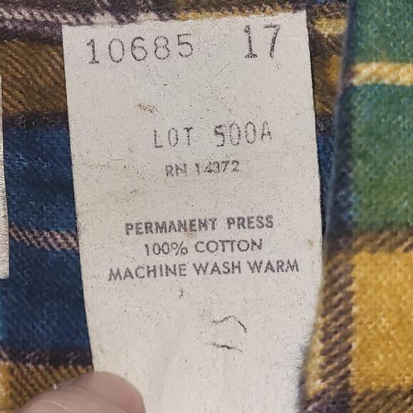 Vntg 50 Mens P-N-H Plaid Cotton Flannel Shirt Swiftie Size 17 Kurt Cobain USA - Picture 3 of 9
